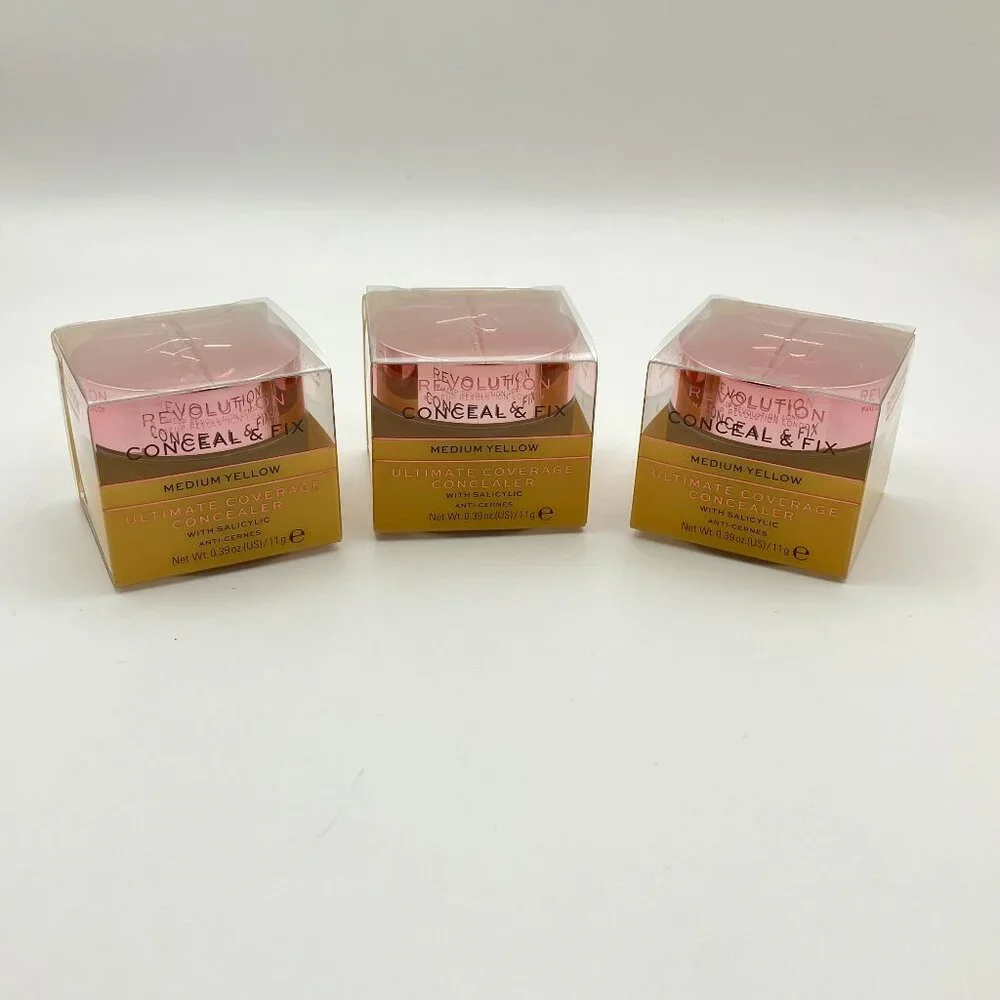Lot of 3 Revolution Conceal and Fix Ultimate Coverage Concealer Medium Yellow